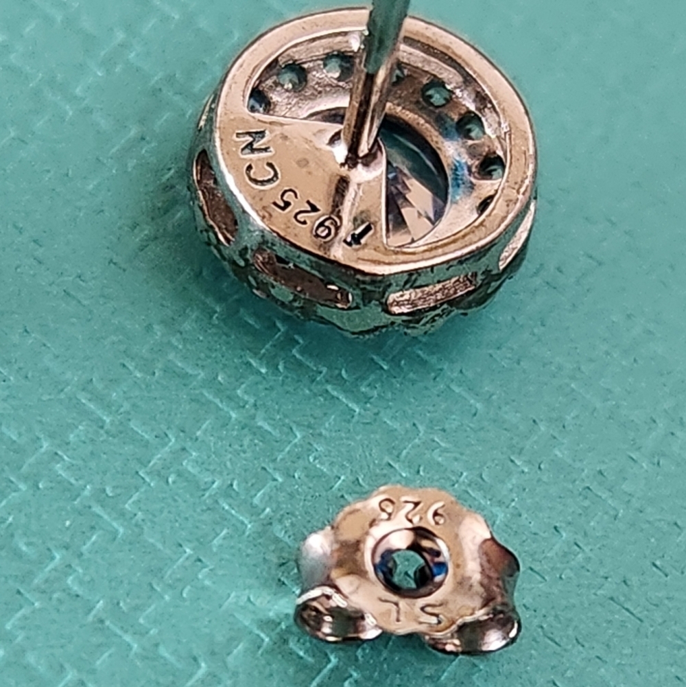 Suzy Levian Sterling Silver Cubic Zirconia Halo Stud Earrings - Picture 8 of 11